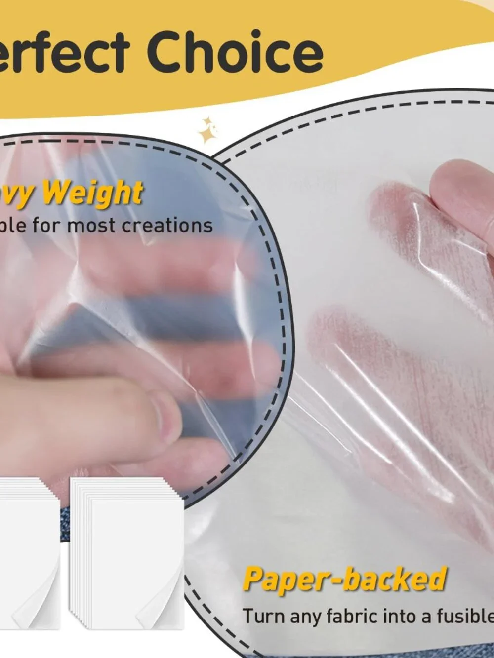 Iron On Adhesive Sheets 20PCS, Heavy Weight Double-Sided Heat Melt Fabric Glue S